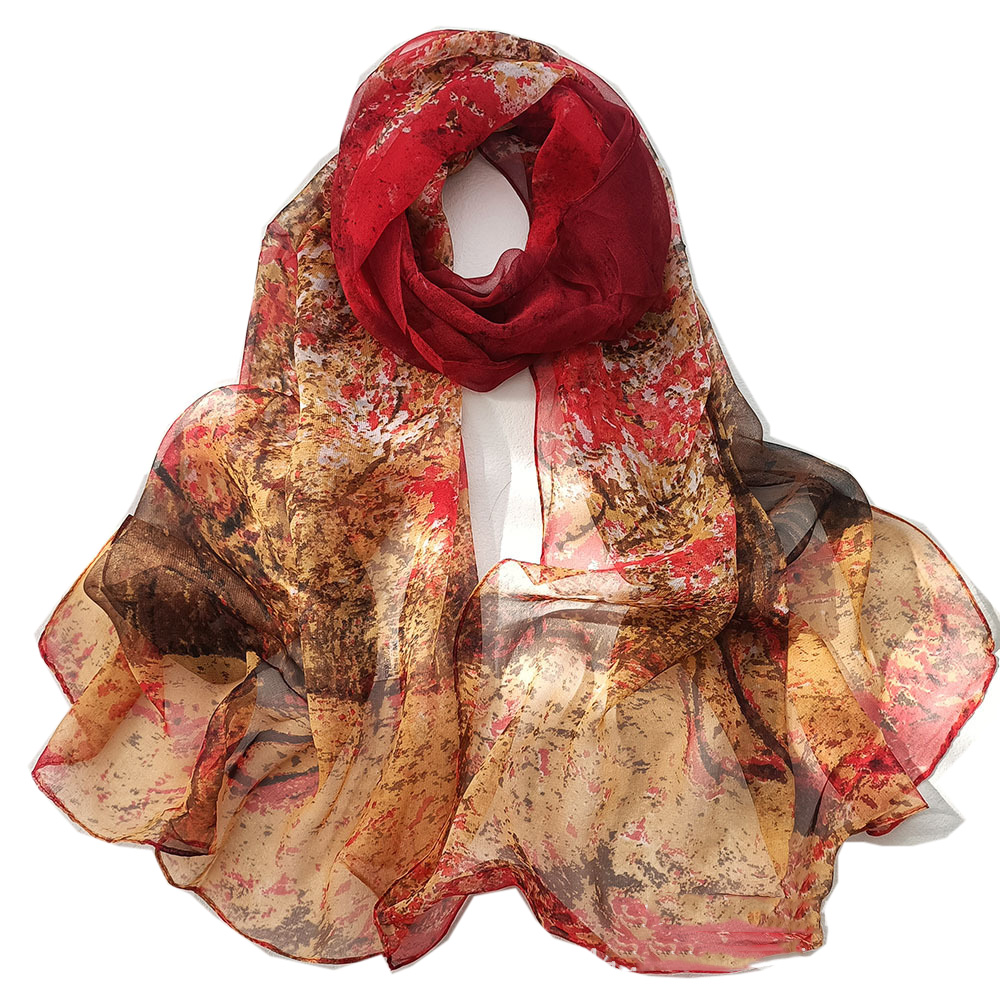 Face Scarf Mask - 女性のための木のデザインのシルクシフォンスカーフ,シルキーなスカーフ,幾何学的なプリント,長い,柔らかい,ショール,ビーチ,新しいファッション
