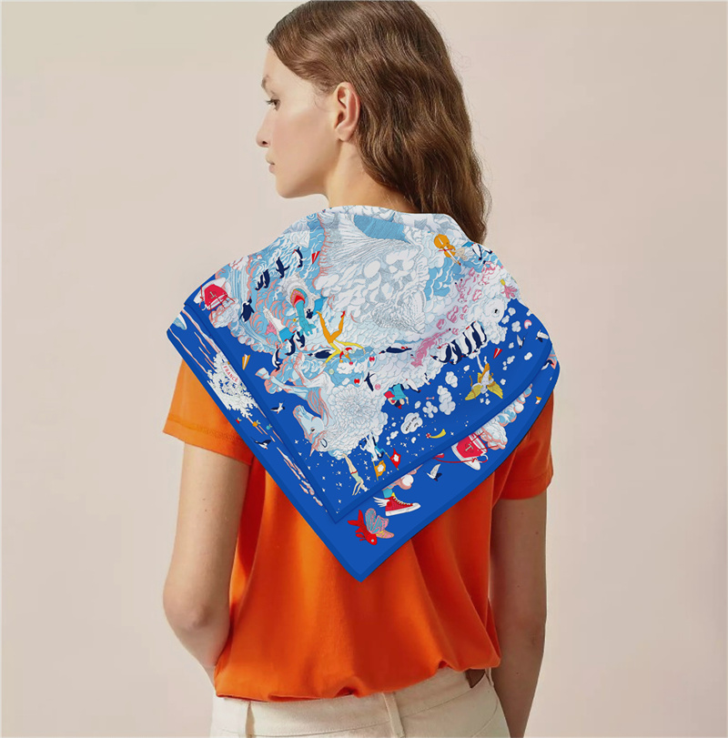 Pobingツイルシルクスカーフ女性ユーロ馬印刷正方形のスカ - Face Scarf Mask のレビューと価格