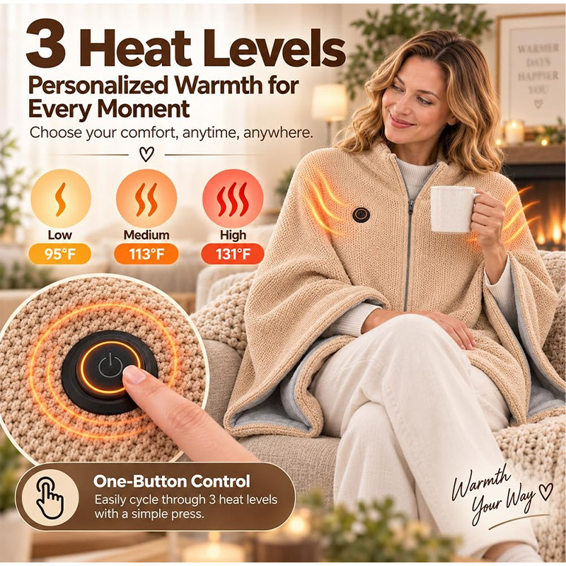 新登場！秋冬用、USB接続で使える、3段階温度調節機能付きの - Woven Scarf Blanket のレビューと価格