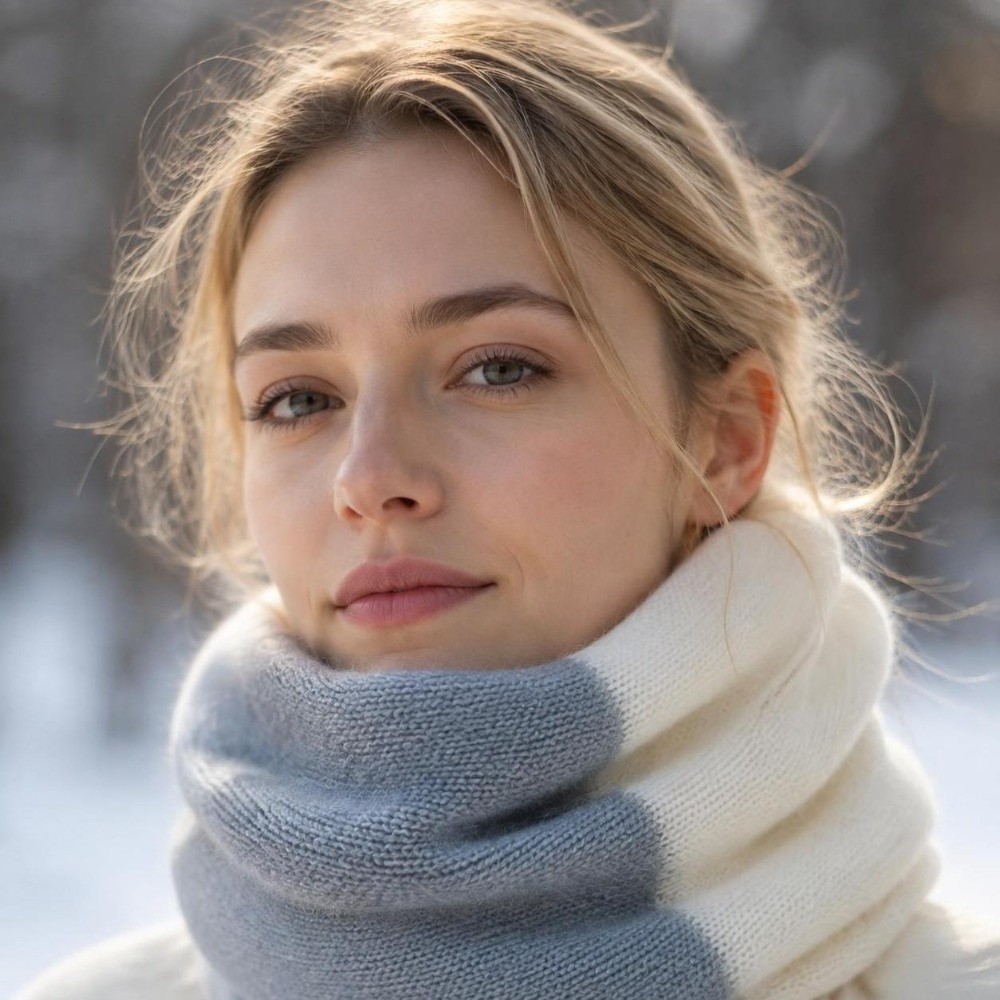 ソフトな配色が施された、無限に広がるデザインのニット素材の伸 - Infinity Scarf Knit のレビューと価格