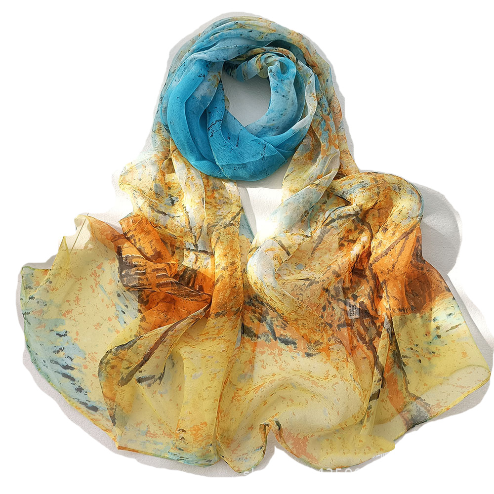 女性のための木のデザインのシルクシフォンスカーフ,シルキーな - Face Scarf Mask のレビューと価格