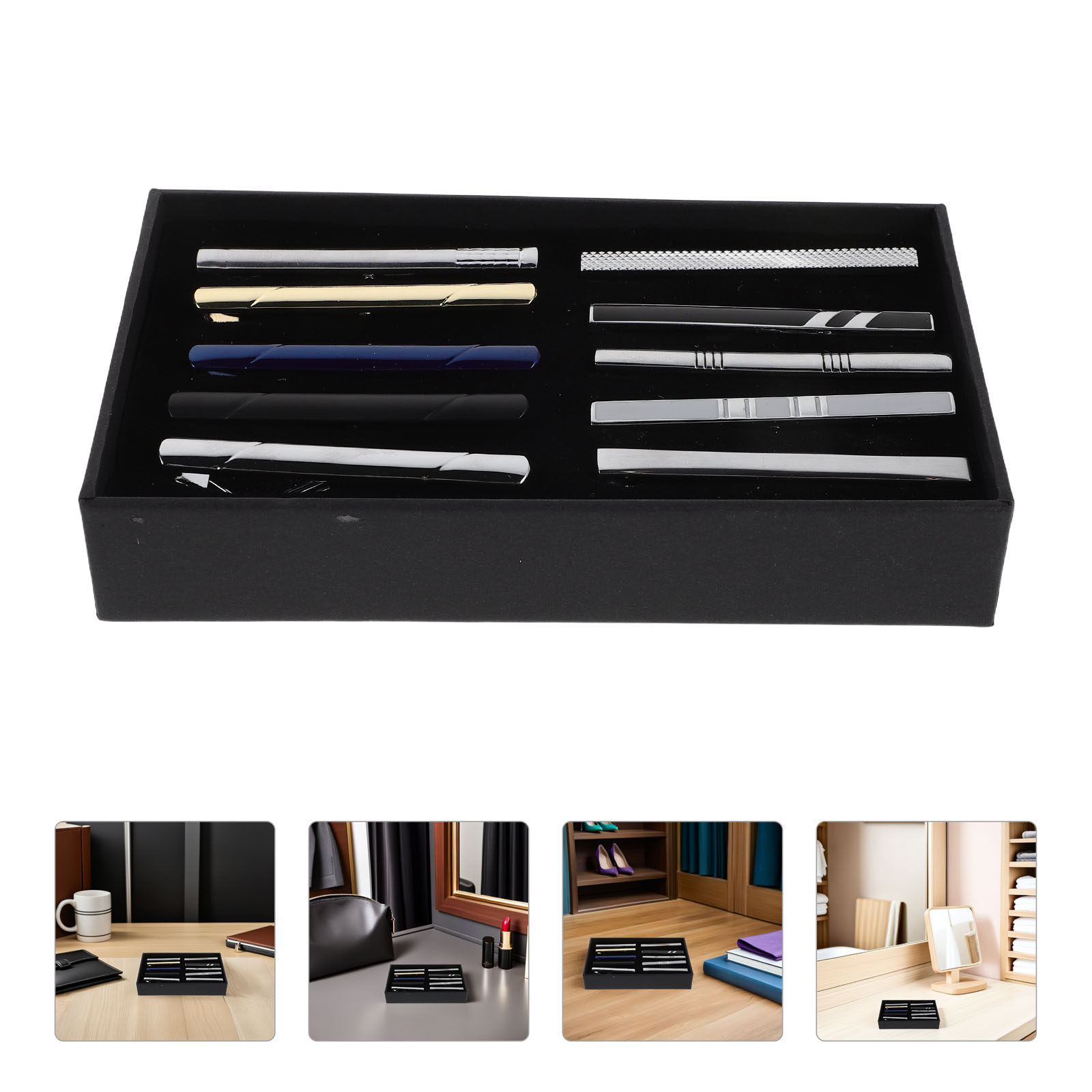 10個入り ネクタイクリップセット エレガントな金属製ネクタ - Tie Bar Set Gift のレビューと価格